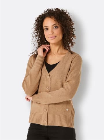 creation L Merino-Kaschmir-Strickjacke in camel-meliert