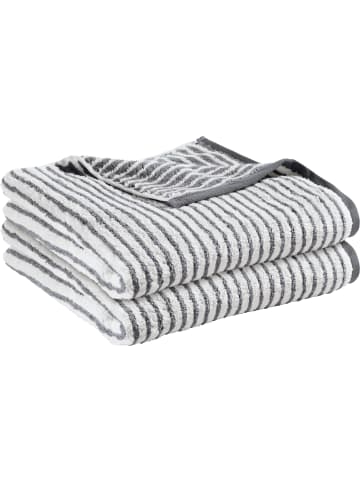 Erwin Müller Jacquard Duschtuch 2er-Pack Streifen Konstanz in anthrazit