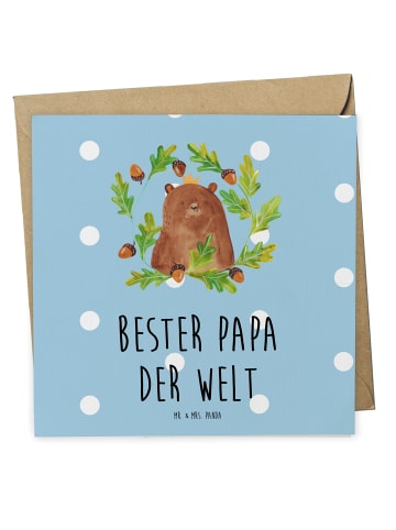 Mr. & Mrs. Panda faltkarte Bär König mit Spruch in Blau Pastell