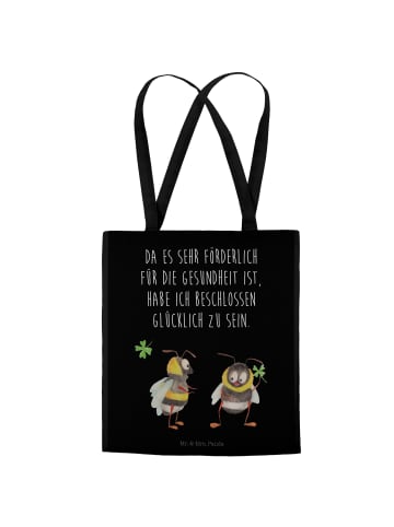 Mr. & Mrs. Panda Einkaufstasche Hummeln Kleeblatt mit Spruch in Schwarz