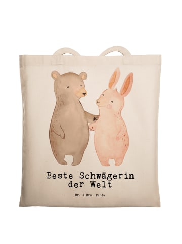 Mr. & Mrs. Panda Tote Bag Hase Beste Schwägerin der Welt mit Spruch in Creme