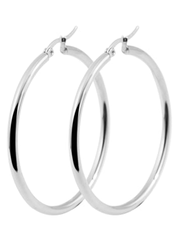 Adeliás Damen Ohrringe – Klappcreole aus Edelstahl in silber