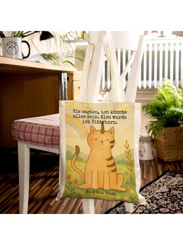 Mr. & Mrs. Panda Tasche Einhorn Katze Design mit Spruch in Weiß