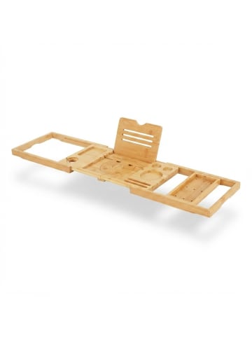 relaxdays Badewannenablage in Natur - (B)70–105 x (H)3,5 x (T)22 cm