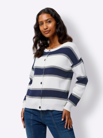 Heine Strickjacke in ecru-marine-gestreift