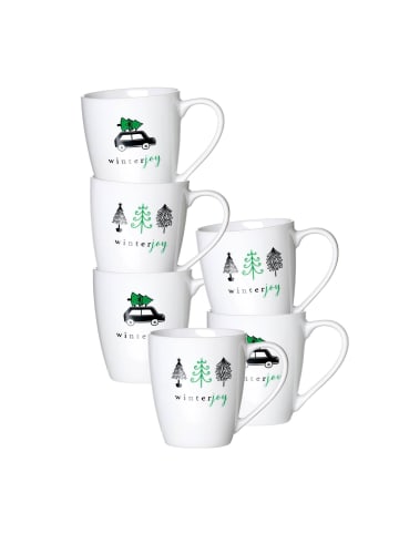 Ritzenhoff & Breker 6er Set Henkelbecher Winter Joy Green 360 ml weiß in weiß
