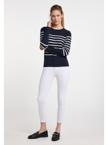 DreiMaster Damen Strickpullover in Marine Wollweiss
