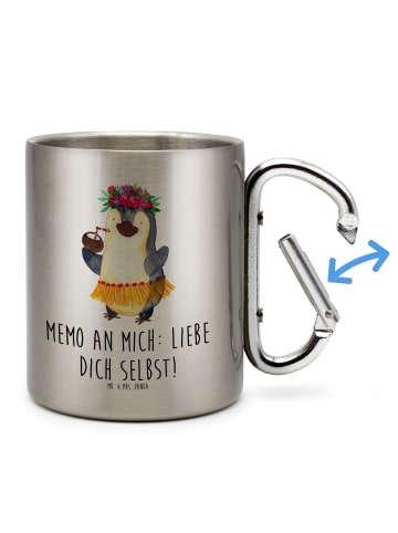 Mr. & Mrs. Panda Thermobecher Edelstahl Pinguin Kokosnuss mit Sp... in Silber