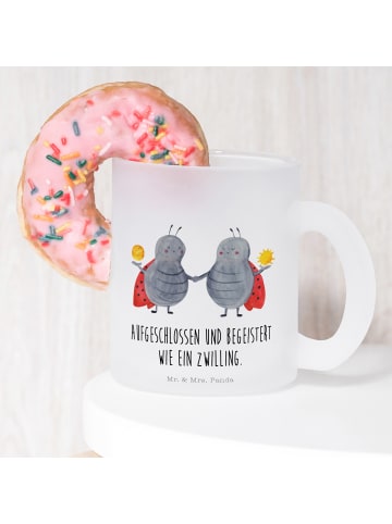 Mr. & Mrs. Panda Trinkbecher Sternzeichen Zwilling mit Spruch in Transparent