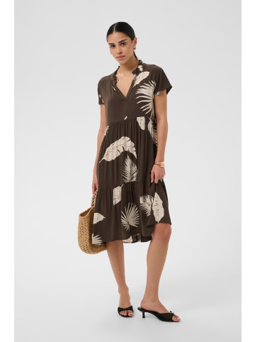 Kaffe Kleid KAmarianah A-shape in C. Brown Large Scale Leaf