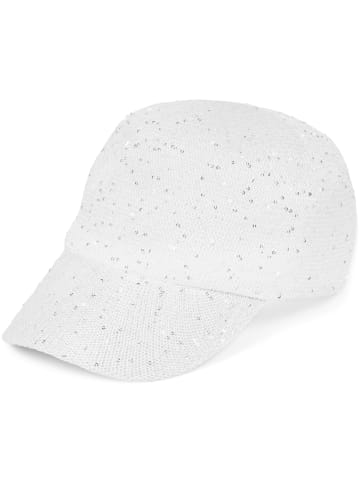 styleBREAKER Baseball Cap mit Pailletten in Weiß