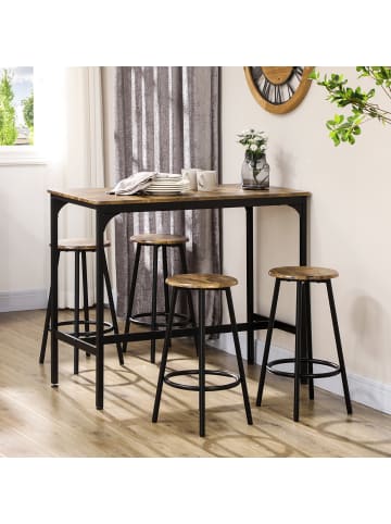 HOMCOM Bartisch Set in Rustikal-Braun 110L x 50B x 89,5H cm