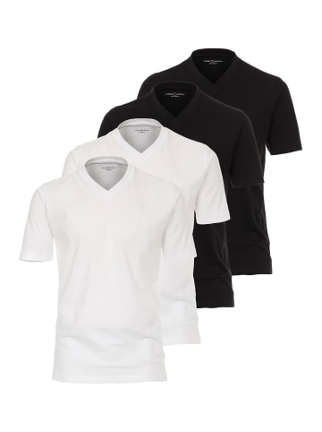 Casa moda T-Shirt Basic in Schwarz / weiß