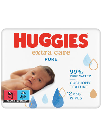 HUGGIES Pure Extra Care Baby Feuchttücher Tücher Parfümfrei 12 x 56 Stk