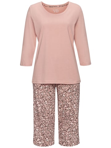 VIVANCE DREAMS Capri-Pyjama in rosa-schwarz-gemustert