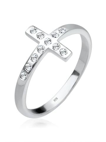 Elli Ring 925 Sterling Silber Kreuz in Weiß