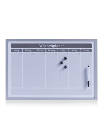Zeller Magnettafel WOCHENPLANER + 3 Magnete und Filzstift, grau in Weiß, 60 x 40 cm