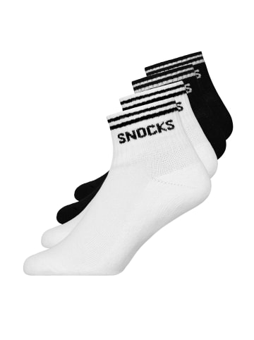 SNOCKS Retro Sneaker Socken aus Bio-Baumwolle Schwarz-Weiß (Streifen) 4 Paar