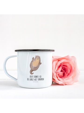 Mr. & Mrs. Panda Trinkbecher Otter Umarmen mit Spruch in Weiß