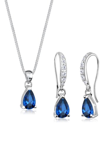 Elli Schmuckset 925 Sterling Silber Tropfen in Blau