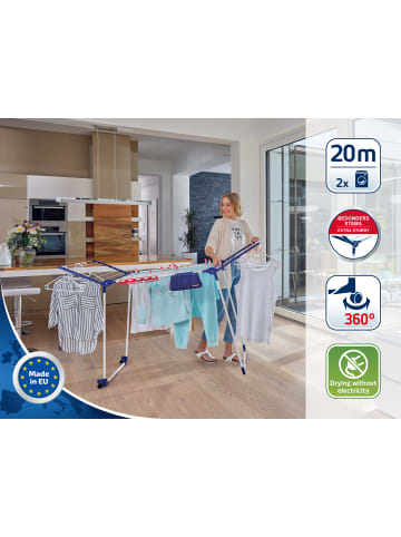 Leifheit Standtrockner Pegasus 200 Solid Deluxe Mobile weiß blau rot 167,0x66,0x107,0 cm
