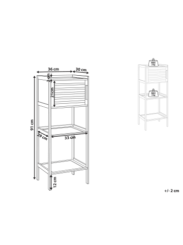 Beliani Badezimmerregal BECKLEY in Heller Holzfarbton - (W) 36 x (H) 91 x (L) 30 cm