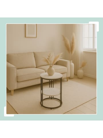 relaxdays Beistelltisch in Weiß/ Schwarz - (H)56 x ø 40 cm