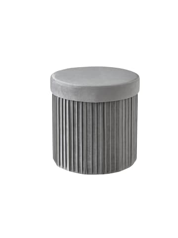 relaxdays Hocker in Hellgrau - (H)38 x Ø 38 cm