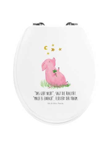 Mr. & Mrs. Panda WC Brille Schwein Glück mit Spruch in Weiß