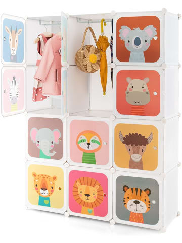 COSTWAY Kleiderschrank Kinder mit 12 Würfeln in Weiß