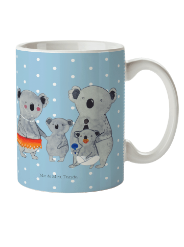 Mr. & Mrs. Panda Mehrwegbecher Koala Familie ohne Spruch in Blau Pastell