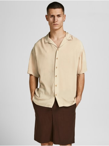 Jack & Jones Leichtes Kurzarm Hemd Sommer Oberteil JWHTROPIC in Sand