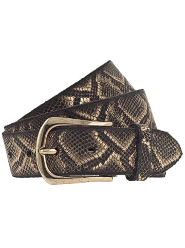 b.belt Sabia Gürtel Leder in schwarz/gold metallic