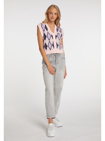 myMo Damen Strickweste in Rosa Mehrfarbig
