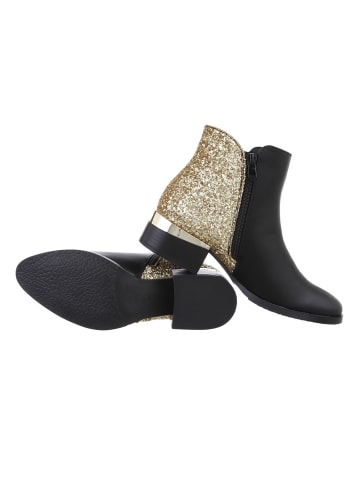 Ital-Design Stiefelette in Schwarz und Gold