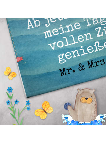 Mr. & Mrs. Panda Handtuch Pinguin Angelboot Design mit Spruch in Weiß