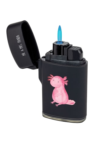 Mr. & Mrs. Panda Feuerzeug Axolotl Niedlich ohne Spruch in Schwarz