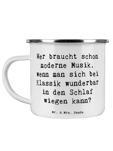 Mr. & Mrs. Panda Camping Emaille Tasse Spruch Klassik zum Träume... in Weiß