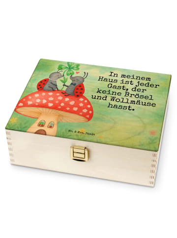 Mr. & Mrs. Panda Teebox Marienkäfer Fliegenpilz Design mit Spruch in Weiß