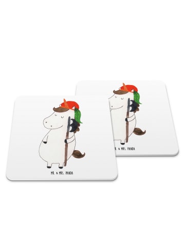 Mr. & Mrs. Panda Bierdeckel Einhorn  ohne Spruch in Weiß
