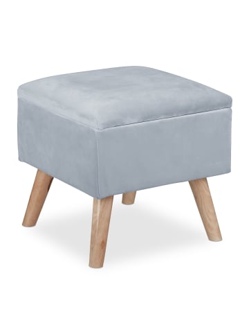 relaxdays Samthocker in Hellgrau - (B)40 x (H)40 x (T)40 cm