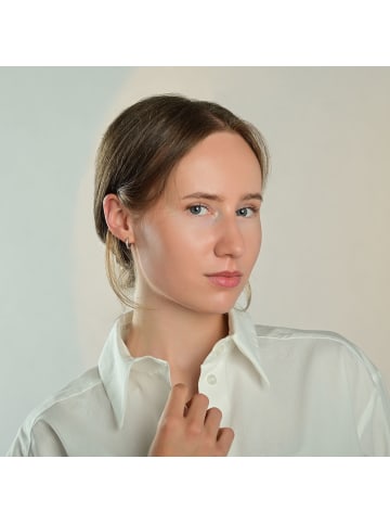 Adeliás Damen Ohrringe – Klappcreole aus Edelstahl mit Strass Steinchen in silber