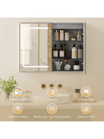 HOMCOM Spiegelschrank-80L x 13,5B x 60H cm-Silber