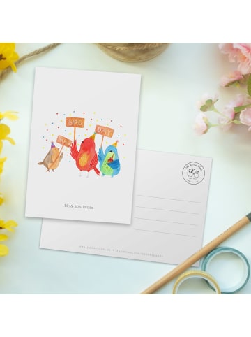 Mr. & Mrs. Panda Ansichtskarte Happy Birdday ohne Spruch in Weiß