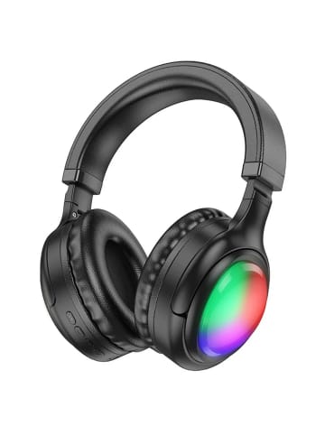 HOCO Kabellose Bluetooth Kopfhörer RGB-LED Beleuchtung faltbarer in Schwarz