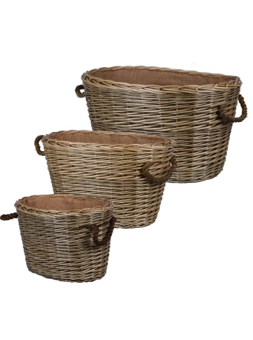 UNUS Weidekorb gefüttert mit Seilgriffen in Grau