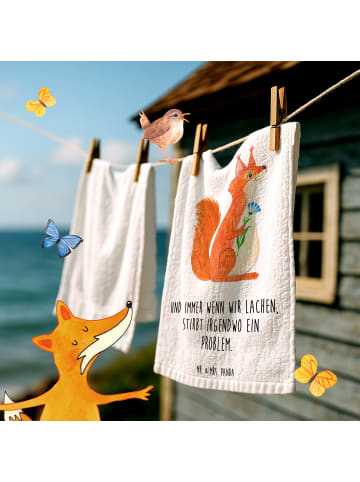 Mr. & Mrs. Panda Mini-Handtuch Eichhörnchen Blume mit Spruch in Weiß