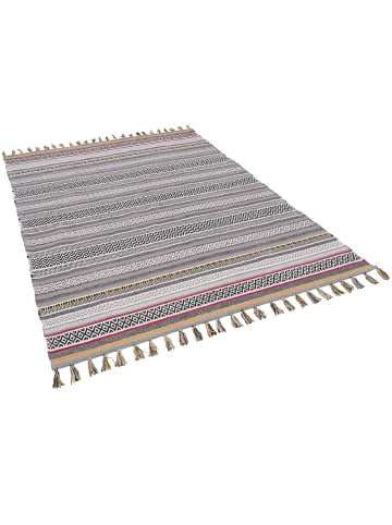 Pergamon Kelim Baumwolle Natur Teppich Grace in Grau