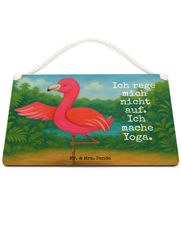 Mr. & Mrs. Panda Holzplakette Flamingo Yoga Design mit Spruch in Weiß