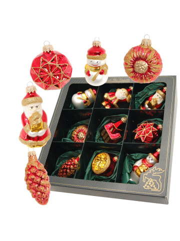 Krebs Glas Lauscha 9er-Set: Baumschmuck-Glasornament in Rot